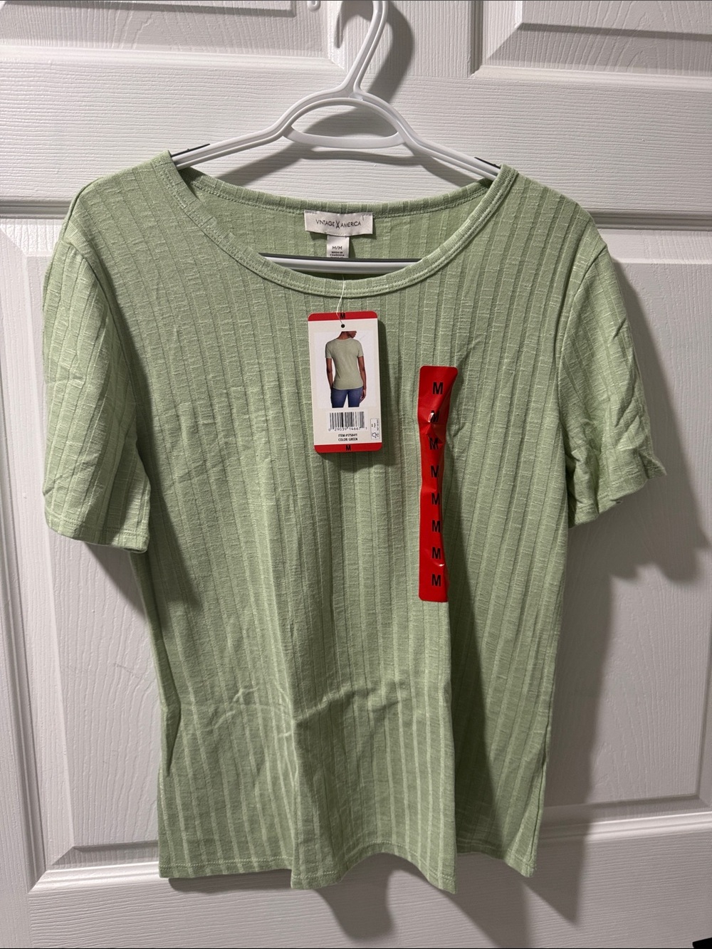 Vintage America Mint Green Ribbed Short-Sleeve Tee - Men's